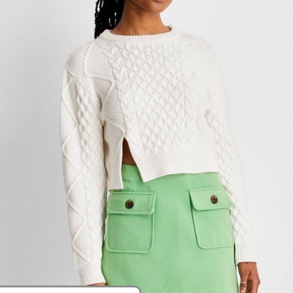 Future Collective with Reese Blutstein. Sweaters - Women's Cropped Cable Knit Crewneck Sweater - Future Collective ‼️‼️